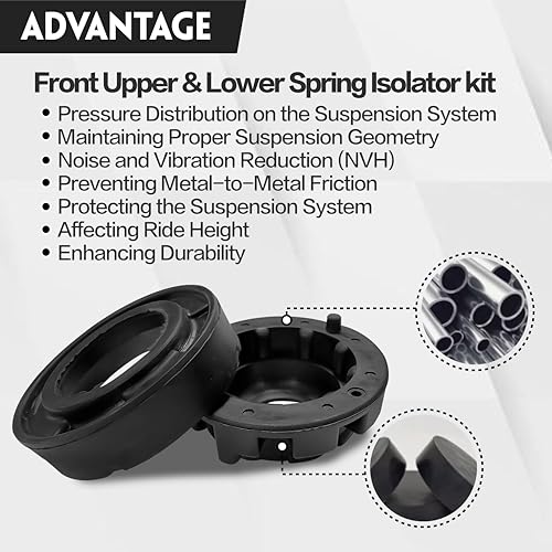 Front Upper & Lower Coil Spring Isolators Kit fits for Jeep Grand Cherokee WJ/WG 1999-2004 Replace 52088257 52088401,K160040 K160041 Coil Spring Insulators - color: Front