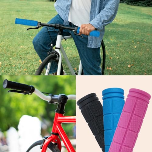 4 Pcs Bike Handle Grips, Non-Slip Soft Rubber Bike Handle Grips - color: Light Blue