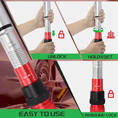 3/4 Inch Torque Wrench, 48 Tooth Torque Wrench 3/4 Drive 100-600FT.LB/135-815N.M with a Solid Storage Case - size: 3/4''-600FT.LB