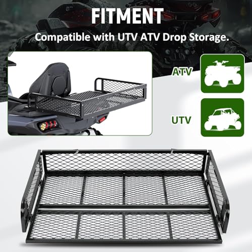 ECOTRIC Rear Cargo Basket Universal ATV UTV Storage Rack Rear Goods Mesh - size: Rear
