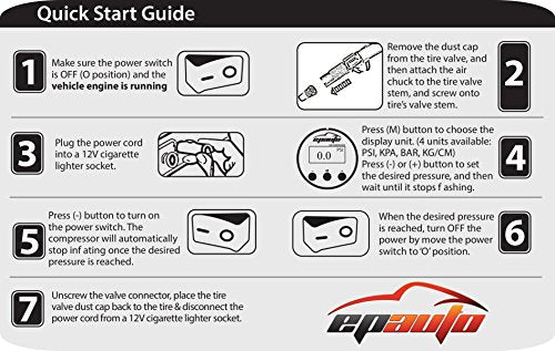 epauto 12V DC Portable Air Compressor Pump, Digital Tire Inflator - color: Red