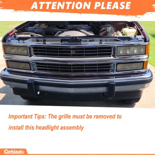 4Pcs Headlight with Bumper Light Assembly for 1994-1998 Chevy GMC C/K