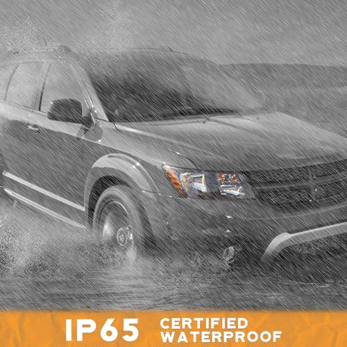 WEELMOTO Headlights Assembly for 2009-2020 Dodge Journey Black Halogen - color: Clear Lens I Black Housing I Amber Reflector