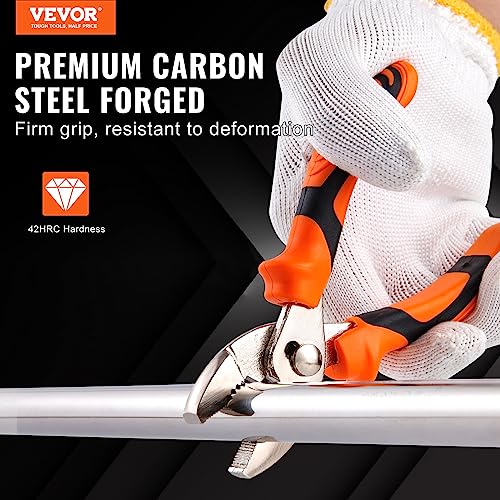 VEVOR 8-Piece Pliers Set with Tool Roll, High Carbon Steel-12"/10"/8" Groove Joint -8"Linesman's -6" Slip Joint Pliers-8" Long Nose Pliers-6" Diagonal Cutter-10" Adjustable Wrench