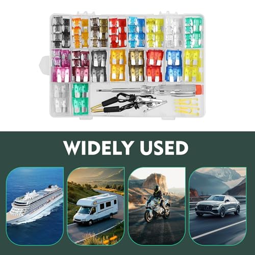 WZP 306PCS Car Fuse Assortment Kit, Mixed Vehicle Blade Fuses, Standard & Mini & Low Profile Mini Fuse 2A 5A 7.5A 10A 15A 20A 25A 30A 35A with Fuse Tester & Puller, Replacement for RV Camper Truck