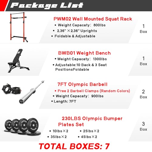 RitFit 2.36'' x 2.36'' Folding Squat Rack for Home Gym, Wall Mounted Squat Rack with Attachments - Space Saving Squat Power Rack - color: Orange, style: Folding Squat Rack with RP230LBS