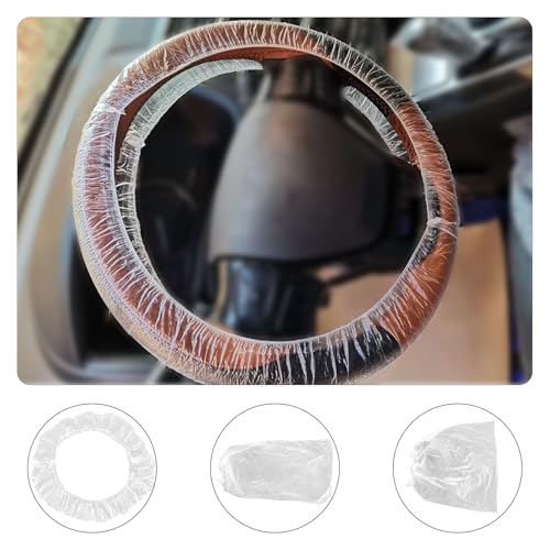 ICWEIMEI 300Pcs Disposable Car Protective Covers Include 100Pcs Disposable Steering Wheel Covers 100Pcs Disposable Gear Shift Covers 100Pcs Disposable Handbrake Covers for Car Protection