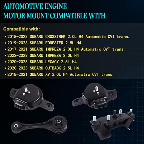 Motor Mount Kit for 18-23 Crosstrek 2.0L Auto 19-23 Forester 2.5L - size: A6789 9559 9832 9834
