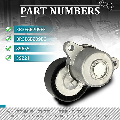 IRONTEK 3R3E6B209EE Belt Tensioner Pulley Assembly fit for Ford (2015-2017 Expedition/ 2011-2017 Mustang/ 2015-2019 Transit/ 2015-2021 Transit-150/2015-2021 Transit-250) #89655 39221 - size: 3R3E6B209EE