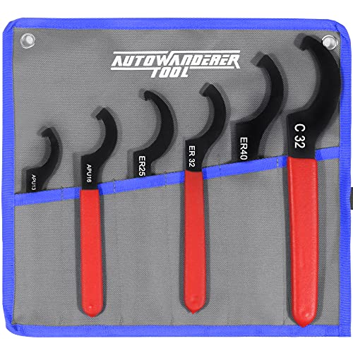 AutoWandererTool 6Pcs Coilover Spanner Wrench Set,Carbon Steel,Blue RollBag - size: 6 Pcs