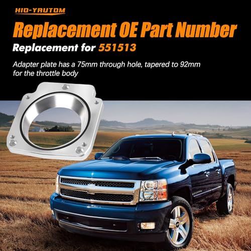 551513 LS Throttle Body Adapter 92mm Compatible with LS1 3 Bolt Intake Manifold to LS3 4 Bolt Throttle Body DBC L33 L59 LM4 LM7 LQ4 LQ9 LR4 LS6 LSX 4.8L 5.3L 5.7L 6.0L Replacement for 551513