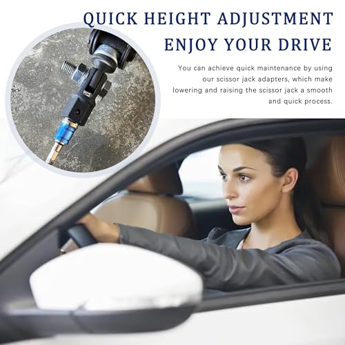 Car Scissor Jack Adapter Driven by 1/2" Impact Drills/Ratchet or Impact 13/16" Lug Wrench,Labor-Saving Car Scissor Jacks Drill Adapter for Scissors Jack,Sturdy Cars Jacks Adapters