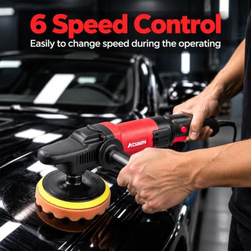 AOBEN Car Buffer Polisher,Rotary polisher,1600W Car Polisher Waxer with 6 Variable Speed,4 Polishing Pads,Detachable Handle for Car Polishing and Waxing - size: AT3501-D1