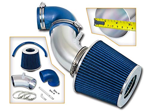 Rtunes Racing 쇼트 램 공기 흡기 키트 + 필터 콤보 06-08 혼다 핏 1.5L (블루) - color: 블루.