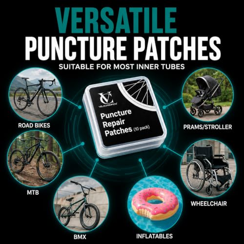 VeloChampion Self Adhesive Bike Tire Repair Kit & Optional Tire Levers - size: 10 Patches
