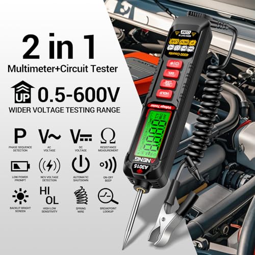 ANENG 0.5-600V Multimeter,AC/DC Automotive Test Light,Buzzer Circuit Tester - style: A3015 Normal Version