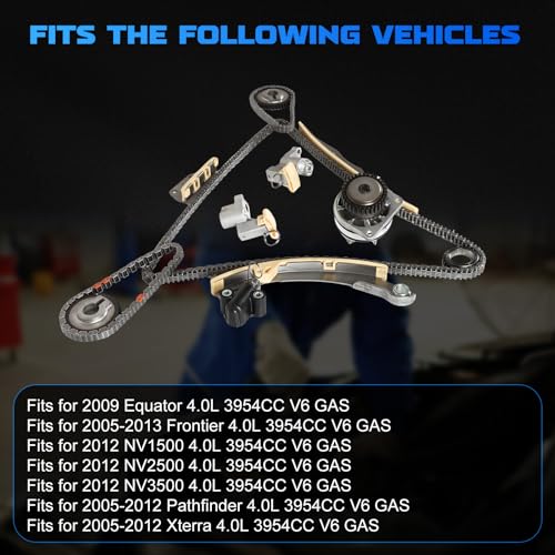 4.0L 타이밍 체인 키트, 워터 펌프 포함 VQ40DE 핏 05-15 Frontier Xterra NV3500 - color: 05-13 프론티어 패스파인더 12 NV1500 2500 3500용