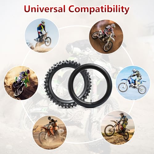 110/100-18 4PR TT 64M Dirt Bike Front/Rear Tire and Inner Tube Compatible with 110/100-18 Off Road Pit Bike/Motorcycle Tire (P-2002)