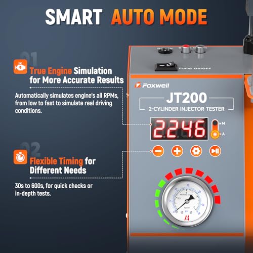 FOXWELL JT200 Fuel Injector Tester Cleaner - Visualize Spray Pattern & Flow