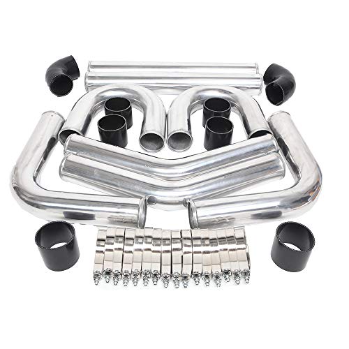 SUNROAD Universal 3'' T6061 Aluminum Turbo Intercooler Piping, Black