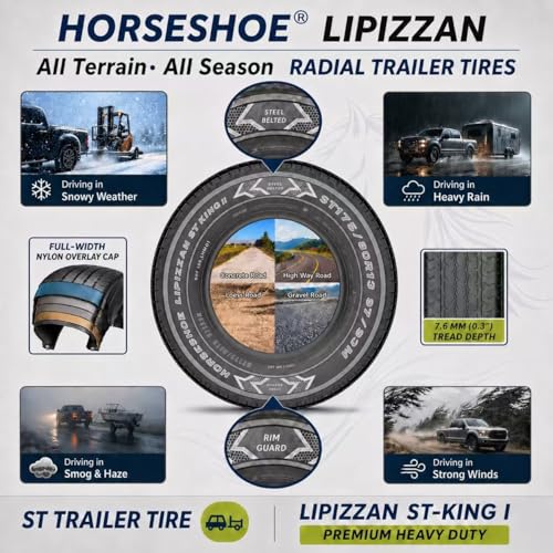 HORSESHOE LIPIZZAN 4 New ST175/80R13 8-Ply ST-KING II Steel Belted Radial LRD Super Heavy Duty Premium Trailer Tires w/Featured Rim-Guard-Wall 97/93M 81mph BSW A/T A/S 175 80 13 (4, ST 175/80R13 8PR) - size: ST 175/80R13 8PR