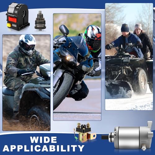 4 Pcs 3084981 Starter Motor Drive Solenoid Relay Kit with 4010262 Left Handlebar Start Switch Motorcycle Headlight Switch Compatible with Polaris Sportsman 335 400 450 500