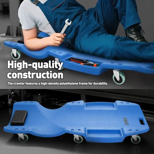 DNA MOTORING TOOLS-00239 48 Inches Heavy-Duty Low-Profile Roller Automotive Creeper with Padded Headrest, Blue - color: Blue, size: 48 Inches