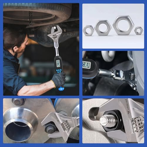 Wisscool Adjustable Digital Torque Wrench, 5-99.6 ft.lb/6.8-135 N.m - size: Adjustable Jaw (42mm)/5-99.6 ft.lb