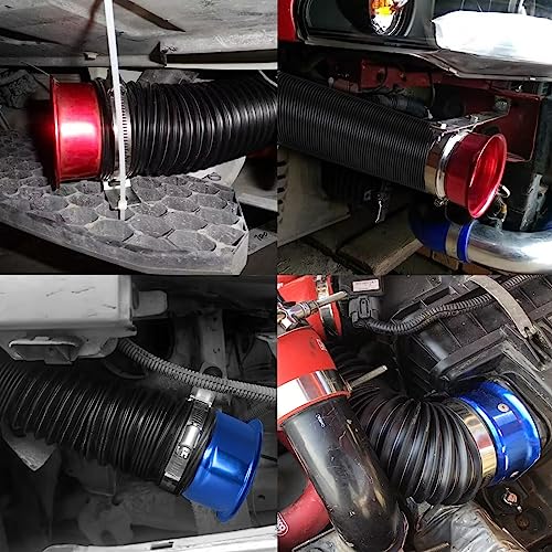 Intake Pipe Intake Duct, 3 Inch/76mm Universal Aluminum Cold Intake Tube for Automotive Car- Blue - color: Blue