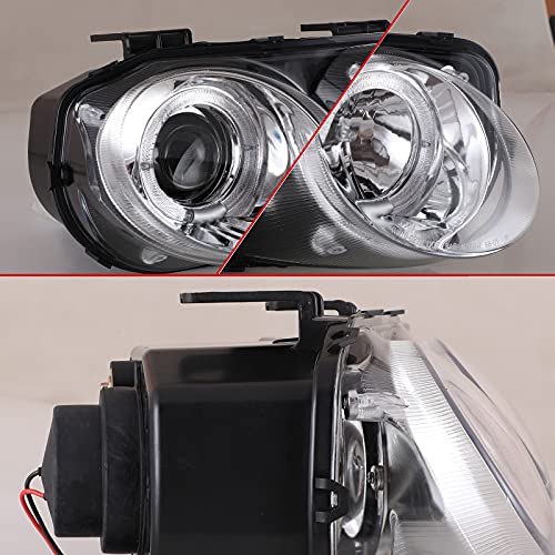 ROXX Halo Black Projector Headlights Compatible for 1998-2001 Acura Integra - color: Chrome Housing/Clear Lens