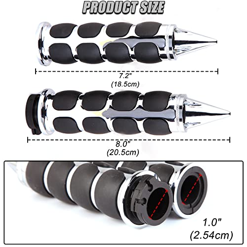 DREAMIZER Universal Motorcycle Hand Grips with Black Non-Slip Rubber for Harley Honda Yamaha Suzuki Kawasaki - color: Chrome#3
