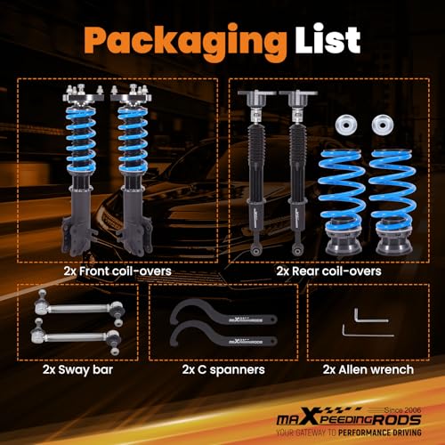maXpeedingrods Coilover for Mazda CX-3 2016-2021, 24 Levels Damper Adjustable Coilovers Suspension Kit, Height Adjustable T6 Upgraded Lowering Kits Blue