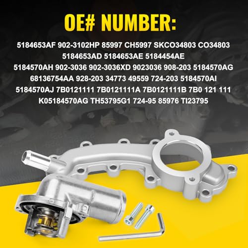 Upgrade Aluminium Thermostat Housing Assembly 5184653AF 902-3102HP 902-3036 - color: 902-3036