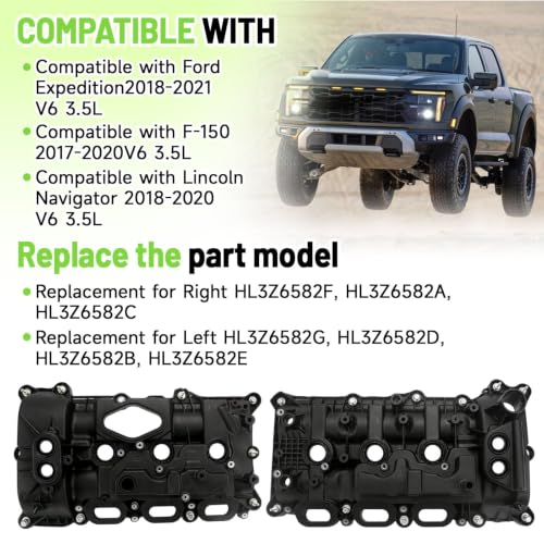 Upgrade Engine Valve Cover Kit with Gaskets And Bolts Compatible with Ford F-150 2017-2020, Expedition 2018-2022, Navigator 2018-2023 3.5L, Replace HL3Z6582F HL3Z6582G HL3Z6582E HL3Z6582B