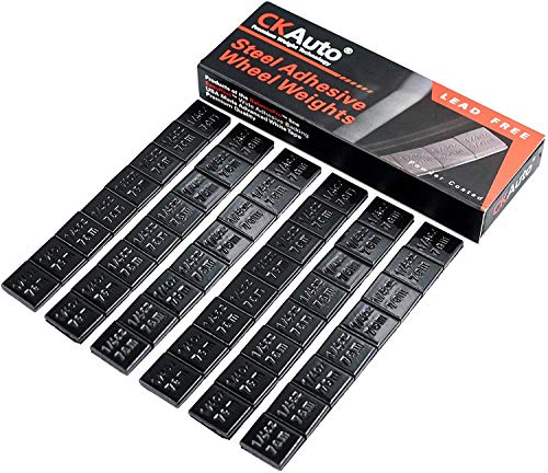 CKAuto 1/4oz, 0.25oz, Black Steel Adhesive Stick-On Wheel Weights, 12oz Box - color: Black, size: 48PCS