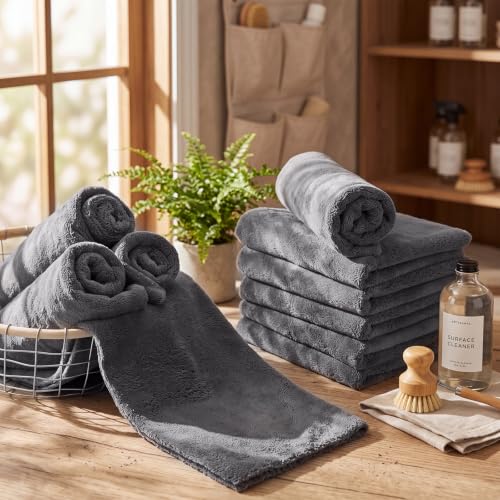 Shimeyao 30 Pcs 16 x 24 Inch Microfiber Car Towels, 500 GSM Edgeless Plush - color: Gray, size: 16 x 24 Inch