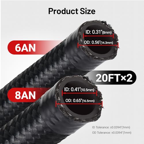 EVIL ENERGY 2 Kit 6AN and 8AN Fuel Line Kit 40FT with 24PCS Fittings - size: 6AN+8AN