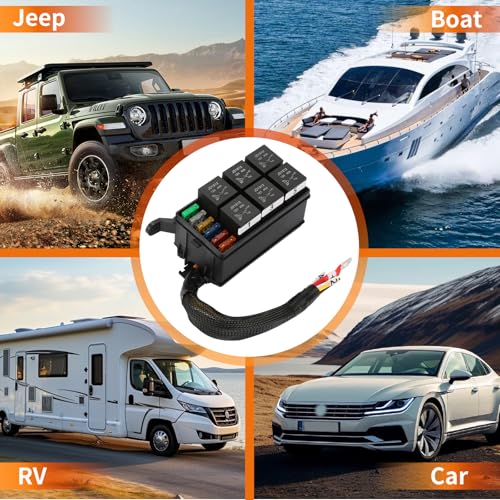 12V Relay Box 6 Way 2Pcs Set – Pre-Wired Fuse Relay Block 6 Slot ATC/ATO with Heavy-Duty Wires, Universal Relay Panel for Automotive Car Marine Boat RV Truck - size: 40A 6 Relay 6 Fuse-2Pack