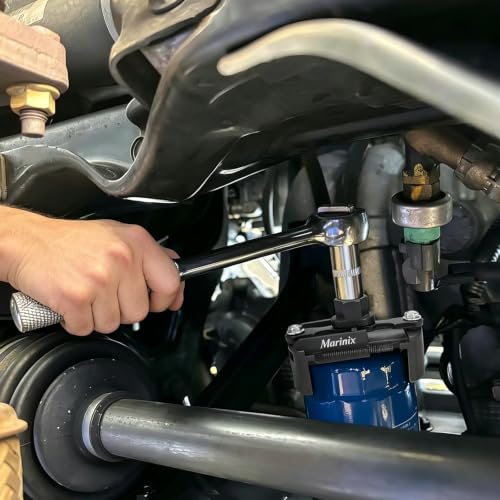 Universal Adjustable Oil Filter Wrench 2-3/8 to 3-1/8 inch (60-80mm) with Non-Slip Serrated Jaws, 1/2'' Drive Cap Style Oil Filter Tool Fits Small to Medium Spin-on Filters, UTVs, JetSkis