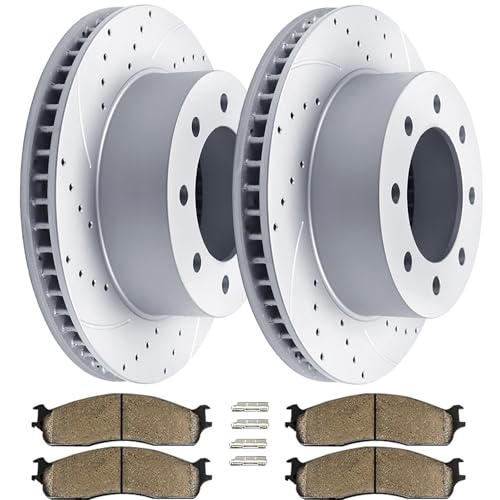 Acinoparts Front Brake Kit Drilled Slotted Brake Rotors Ceramic Brake Pads - size: ABK53012