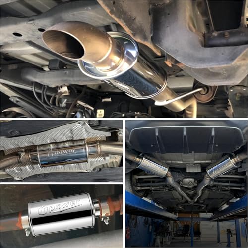 Upower 3 inch Ultra Quiet Resonator, 304 Stainless Steel Exhaust Muffler 3", 3'' Inlet & Outlet 14" Overall Length Universal Oval Performance Muffler Resonator - size: 3 Inch