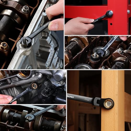 WORKPRO 22-piece Ratcheting Wrench Set with 180° Flex Head, Anti-Slip - style: Flex-head