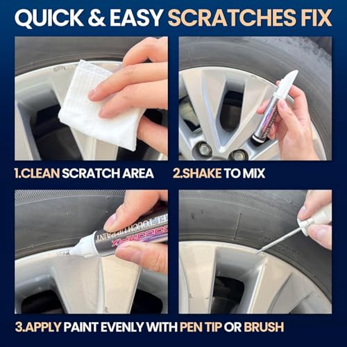 Silver Rim Touch Up Paint, Chrome Wheel Scratch & Curb Rash Repair Pen Kit - color: No. 03 Light Silver