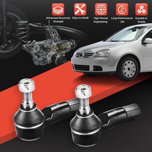 2PCS Front Outer Tie Rod Ends ES80666 ES80667 LH & RH, Tie Rod End Kit Fit for Audi A3 S3 Quattro VW Golf GTI Jetta Passat Beetle Eos R32 Rabbit e-Golf Sportwagen 2006-2019 - size: ES80666 ES80667