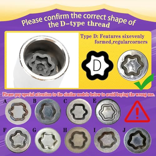 Upgrade D-Wheel Lug Nut Removal Tool, Professional Locking Lug Nuts Key