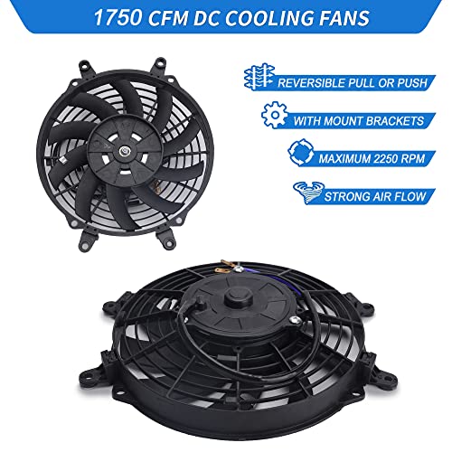 9 Inch Universal High Performance Electric Radiator Cooling Fan 12V 80W with Fan Mounting Kit - style: 9" Curved