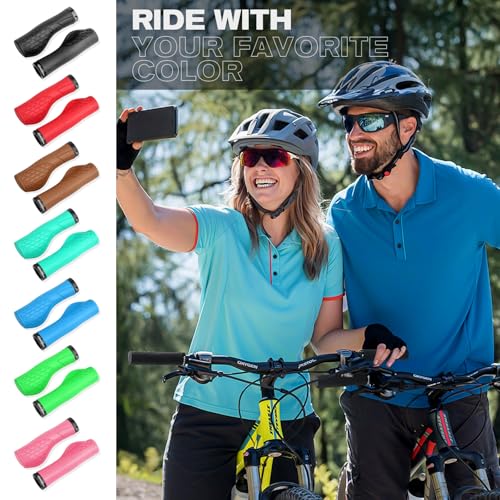 GXCROR Bike Grips,Ergonomic Bicycle Handlebars Grips Shock Absorbing Dual-Density Silicone,Universal 22.2mm Fit with 3D Non-Slip Pattern,Scooter Grips - color: Black