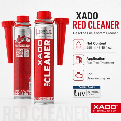 XADO RED Cleaner Gasoline – Fuel System & Injector Cleaner with Revitalizant, Removes Soot & Carbon Deposits, Restores Power & Fuel Efficiency, 250 ml (Gasoline)
