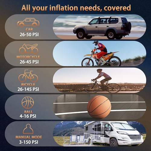 Tire Inflator Portable Air Compressor, Dual Cylinder Tire Air Pump