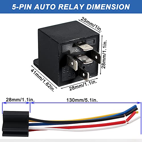 2-Pack 30/40Amp Automotive Relay with Socket Heavy Duty for Truck Car Van Motorcycle Boat Relay 5 Pin 12V DC - color: 2PCS, size: 5P 12VDC